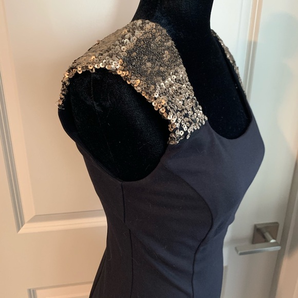 Black Guess Dress with Gold Sequin Straps - Picture 3 of 6